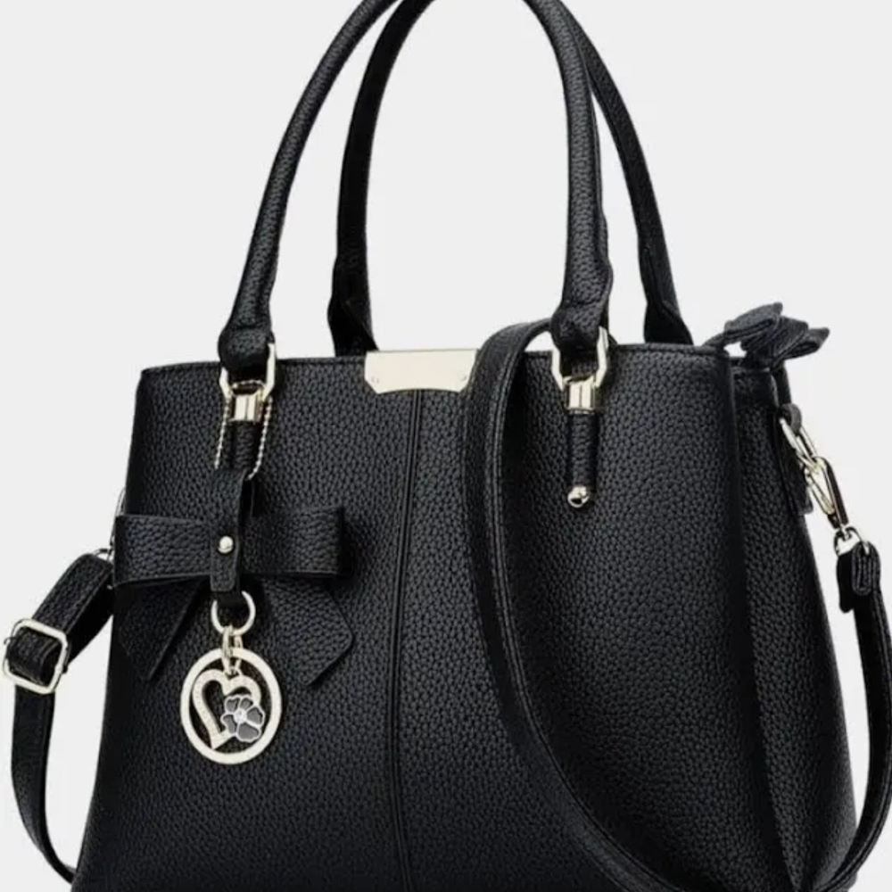 Chic Black Satchel with Bow Accent